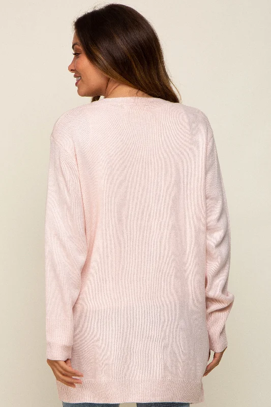 light-pink-front-pocket-maternity-cardigan