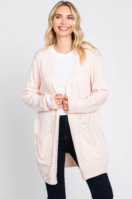 light-pink-front-pocket-maternity-cardigan