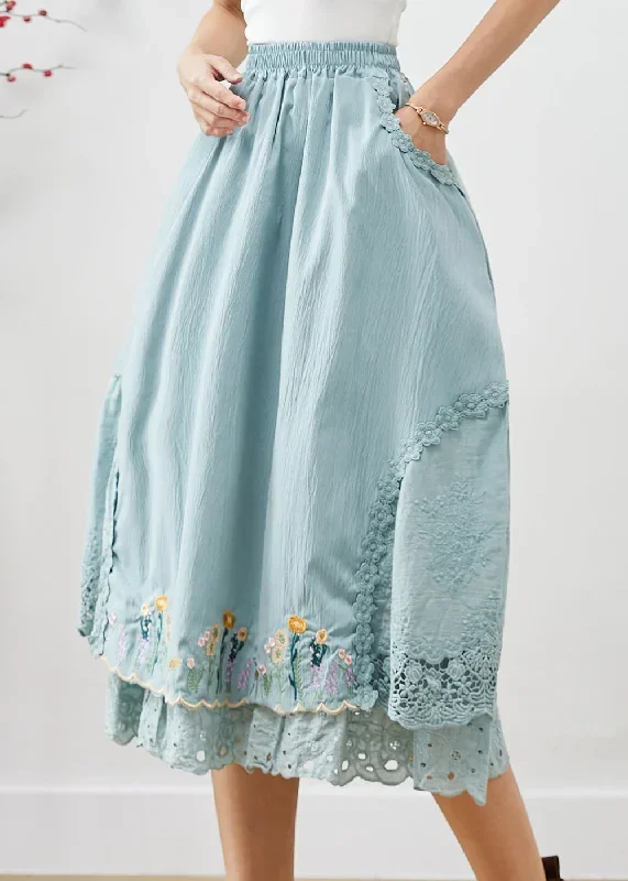 natural-sky-blue-embroideried-patchwork-cotton-skirt-fall