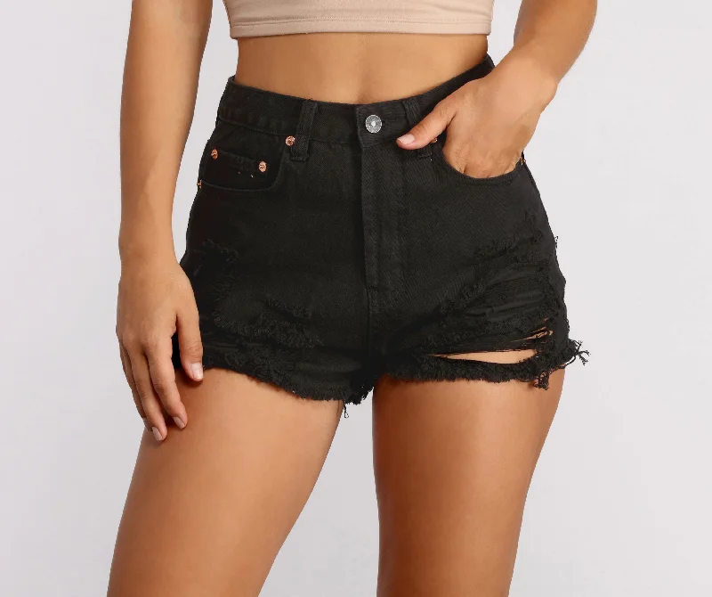 No Better High Waist Distressed Shorts