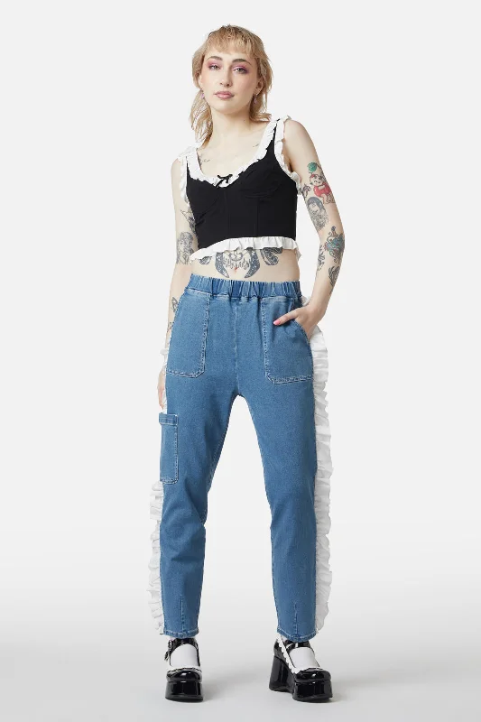 ruffle-denim-cargo-pant