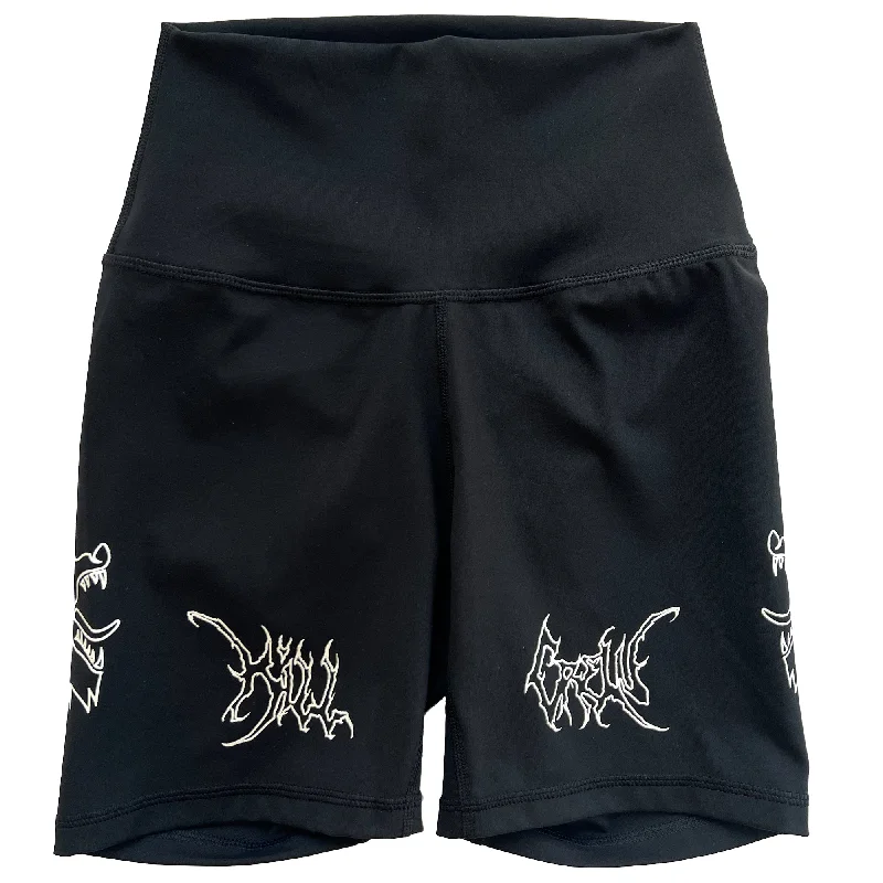 SCRUNCH WOLF BIKER SHORTS - BLACK / WHITE