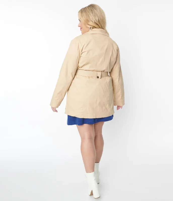 smak-parlour-plus-size-khaki-flower-detail-belted-trench-coat