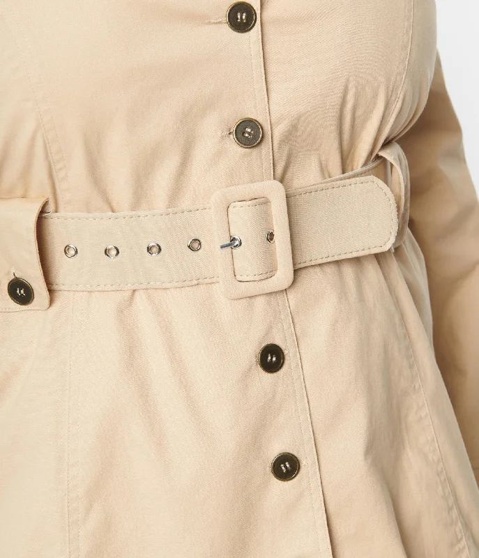 smak-parlour-plus-size-khaki-flower-detail-belted-trench-coat