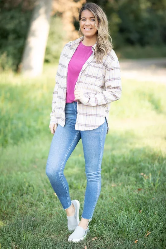 tan-and-taupe-plaid-button-up-top