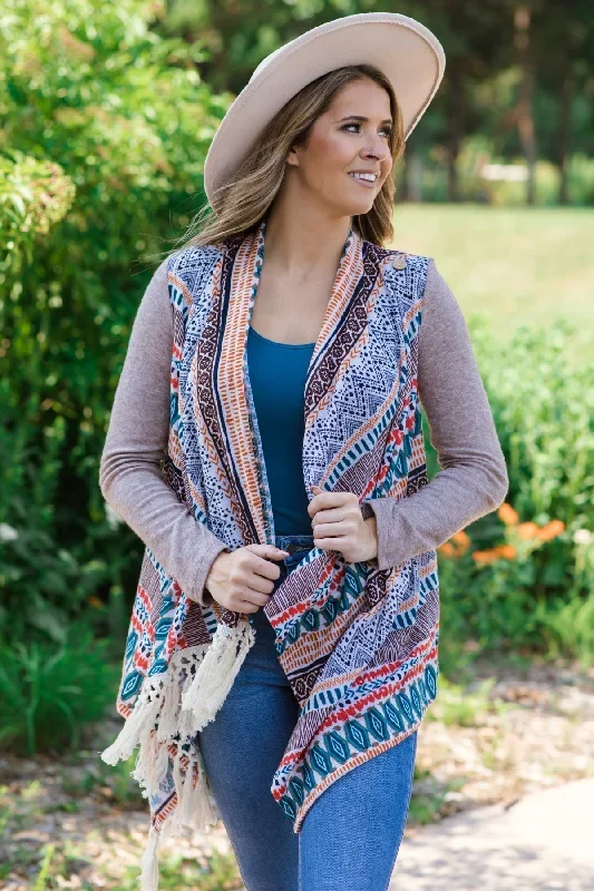 taupe-multicolor-fringe-trim-aztec-cardigan