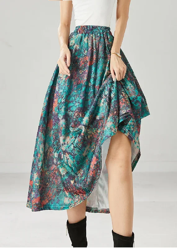 unique-green-print-exra-large-hem-cotton-skirts-spring