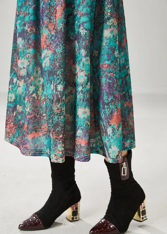 unique-green-print-exra-large-hem-cotton-skirts-spring