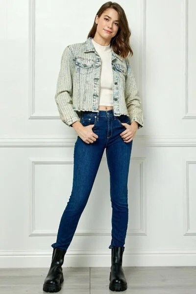 veveret-multi-color-stripe-rhinestone-raw-hem-denim-jacket