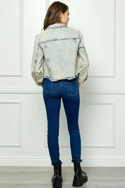 veveret-multi-color-stripe-rhinestone-raw-hem-denim-jacket