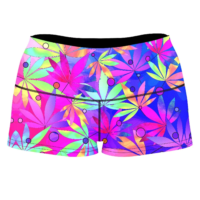 Whimsical Weed High-Waisted Women's Shorts